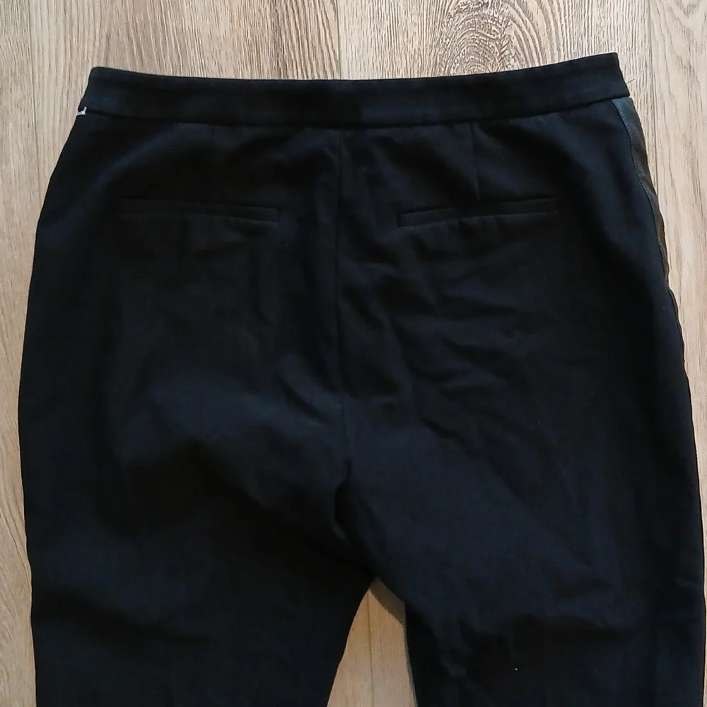 Vince Black Trousers Faux Leather Racing Side Stripe Tuxedo Size 12 - Picture 6 of 7